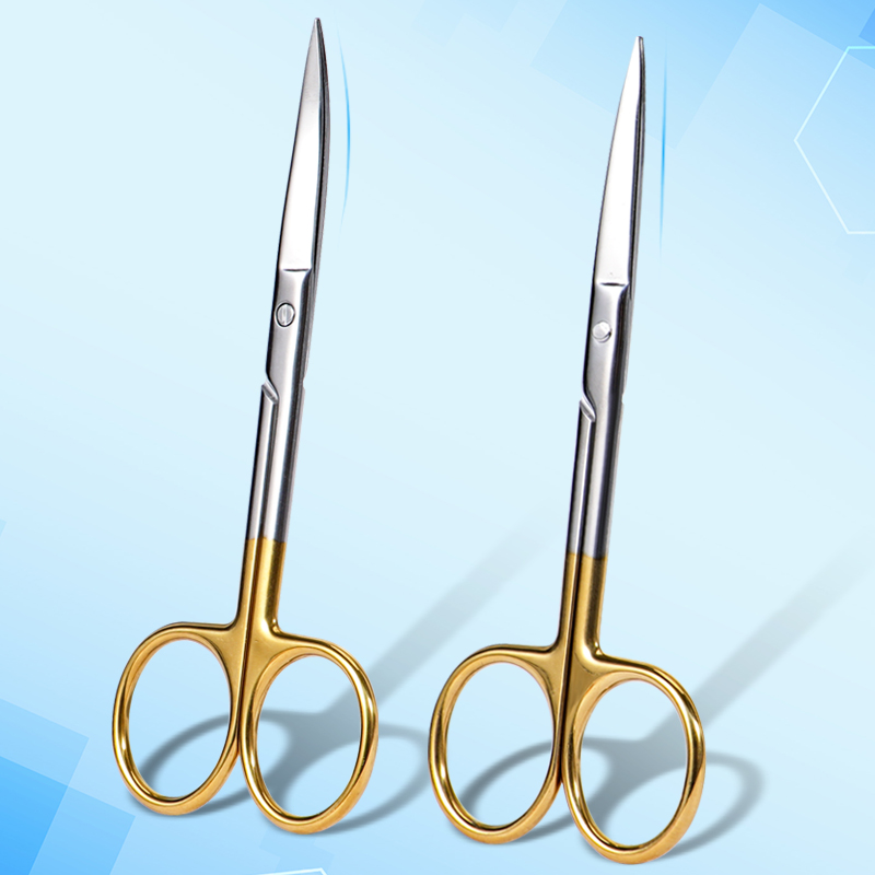 Medical Scissors - 1 قطعة مقص أسنان بمقبض ذهبي،
