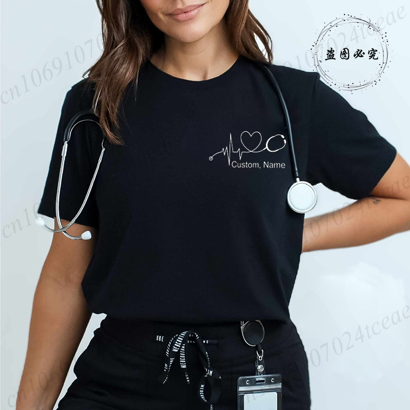 Stethoscope - قميص مخصص للممرضات مع طباعة سماعة