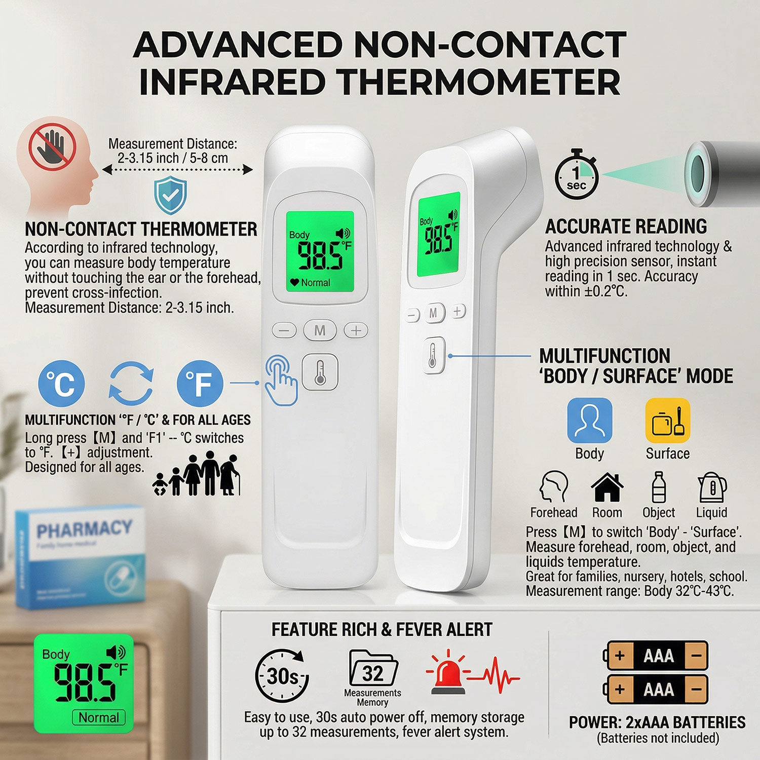 ميزان حرارة رقمي للجبهة، إلكتر - مراجعة Pulse Oximeter وسعره